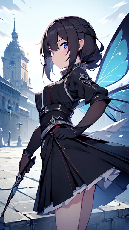 (best quality, 8k, highres, masterpiece:1.2), ultra-detailed, fairy assassin, approaches silently, graceful posture, targeting enemies, cold eyes, emitting enigmatic gleam, wings flutter quietly, blending into darkness, presence harbors fear, secrecy, fulfills assassination mission, shadows