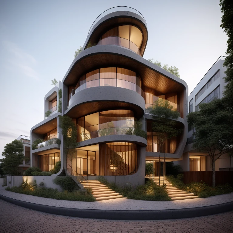 Townhouse, daylight ( best quality) ((high solution)) ,(( photo realistic)) ,warm light, (sharp focus) front view of townhouse in style of modern,small house, Narrow area,VietNam,facade, curved arch,beautiful facade,curved windown,narrow and long ,two-storey,mutual colours, soft lighting, warm atmosphere,high Resolution, hyper detailed,4k ,vray render, octane render, hyper realistic, photography expert ,exterior design , professional photography, exterior photography,wide-angle shot , ultra detail , high Resolution , full frame, full body