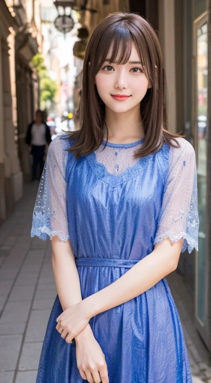(happy expression:1.26)、Raw photo、(((Ultimate beauty full body photo shoot)))、((glowing skin))、1 girl、 beautiful girl from Prague、bright look、((brown haired))、Black lace dress、lean forward、big breasts thin waist、thin thighs、rich bust、Wink at viewers、short sleeve、((Big eyes that shine like jewels))、Glossy, glowing skin、(medium hair:1.2)、no makeup、beautiful bangs、hair between eyes、最high quality、Super detailed、film light、intricate details、High resolution、very detailed))、detailed background、8KUHD、Digital single-lens reflex camera、soft light、high quality、film grain、Fujifilm XT3 、shallow depth of field、natural soft light、Kamimei、Prague cityscape