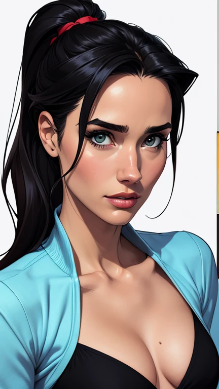 estilo de desenho animado:1.2), Jennifer Connelly  Imagem de desenho animado de uma mulher , roupas sensuais , garota super fofa, authoritarian would be facial expressioncartoon style illustration, estilo de arte dos desenhos animados, estilo de arte dos desenhos animados, digital illustration style, design de personagens altamente detalhado, arte digital detalhada fofa, City fan art, design de personagem retrato, beautiful digital illustration, retrato de alta qualidade, arte em quadrinhos, retrato do design do personagem, white background Buso without clothes and medium breasts, beautiful and symmetrical body curves