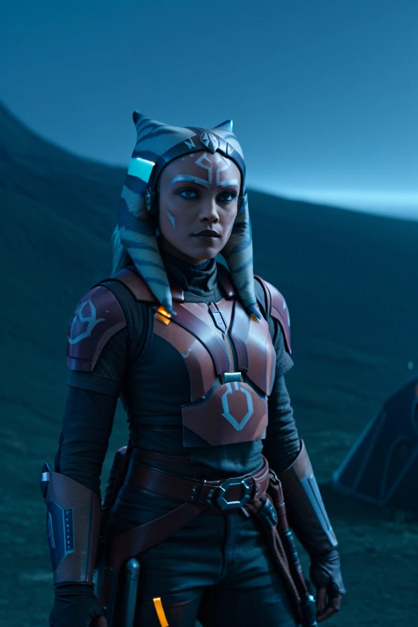 cinematic photo ahsoka tano wearing sabine wren armor at observatory. 35mm photograph, film, bokeh, professional, shot by david lachapelle, 4k, highly detailed
