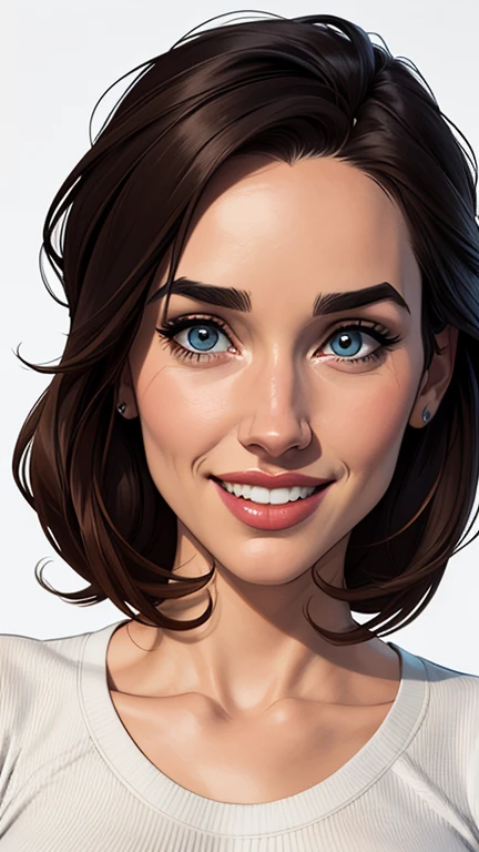 estilo de desenho animado:1.2), Jennifer Connelly sorrindo mostrando os dentes Imagem de desenho animado de uma mulher , roupas sensuais , garota super fofa, authoritarian would be facial expressioncartoon style illustration, estilo de arte dos desenhos animados, estilo de arte dos desenhos animados, digital illustration style, design de personagens altamente detalhado, arte digital detalhada fofa, City fan art, design de personagem retrato, beautiful digital illustration, retrato de alta qualidade, arte em quadrinhos, retrato do design do personagem, white background Buso without clothes and medium breasts, beautiful and symmetrical body curves