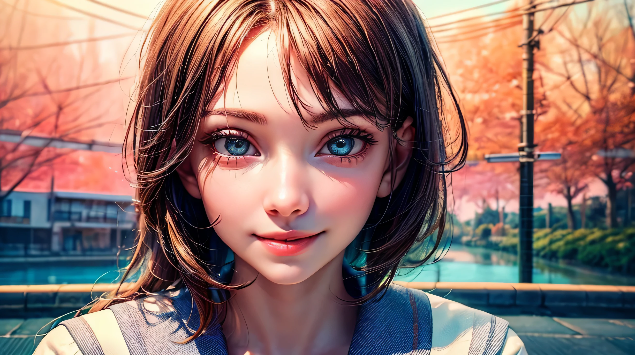 1 girl, very cute, wonderful face and eyes, (nice nice smile), (Highly detailed beautiful face), bright and glossy lips, please keep looking at me, super beautiful, (school uniform:1.3), (highest quality:1.4), (hyper quality), (Super detailed), (surreal, Photoreal:1.37), real skin texture, High definition CG integrated 8K wallpapers, RAW photo, professional photos, cinematic lighting,