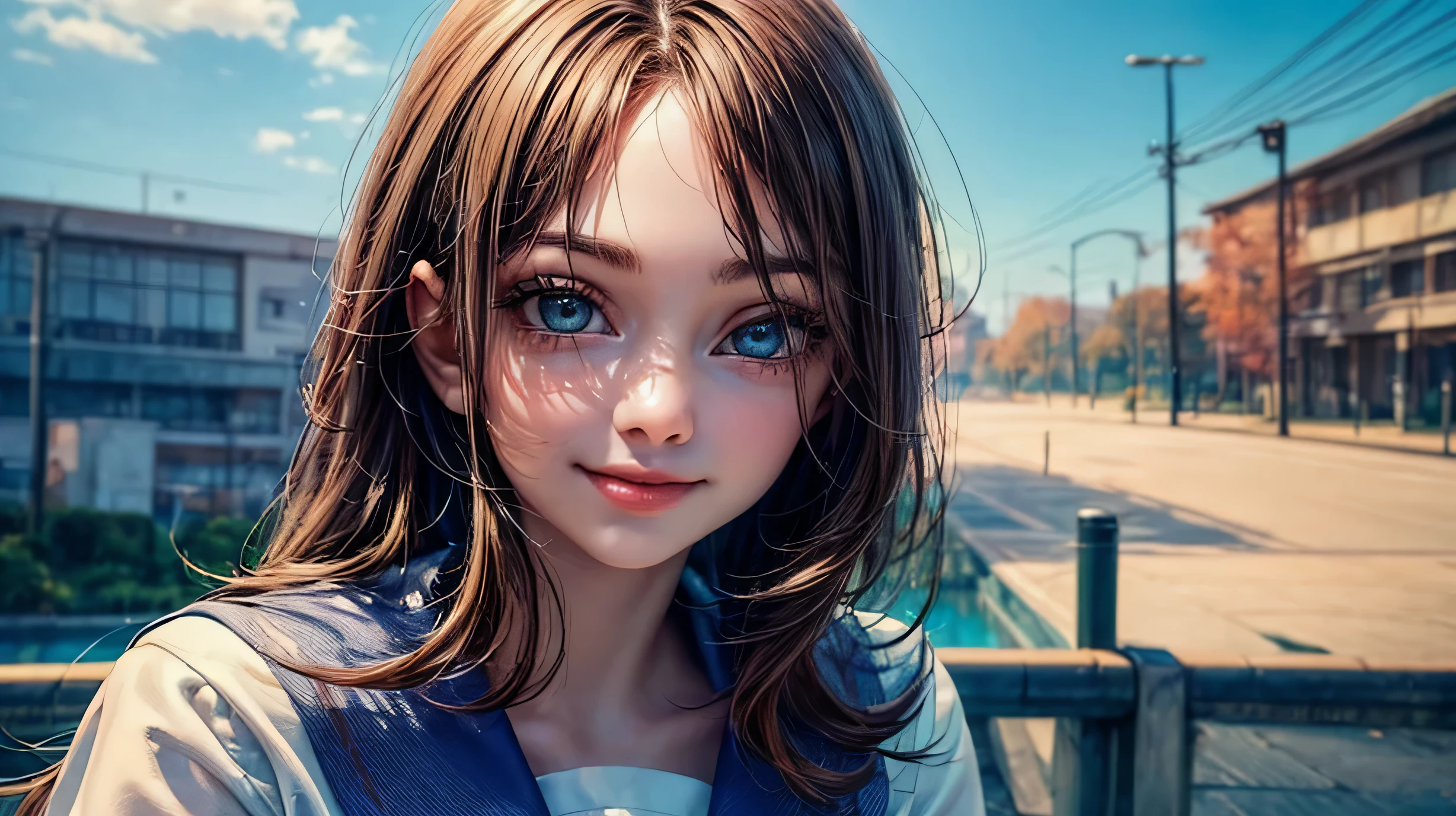 1 girl, very cute, wonderful face and eyes, (nice nice smile), (Highly detailed beautiful face), bright and glossy lips,  please keep looking at me, super beautiful, (school uniform:1.3), (highest quality:1.4), (hyper quality), (Super detailed), (surreal, Photoreal:1.37), real skin texture, High definition CG integrated 8K wallpapers, RAW photo, professional photos, cinematic lighting,