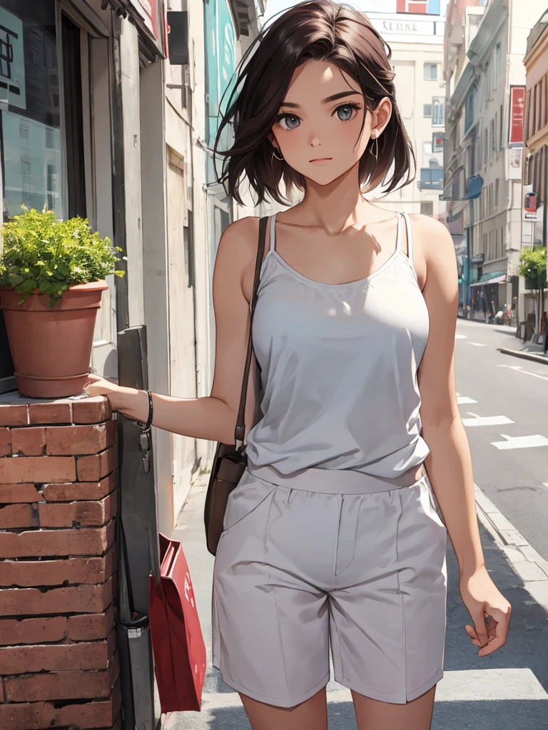 female,Camisole short vest,white,Art,ad