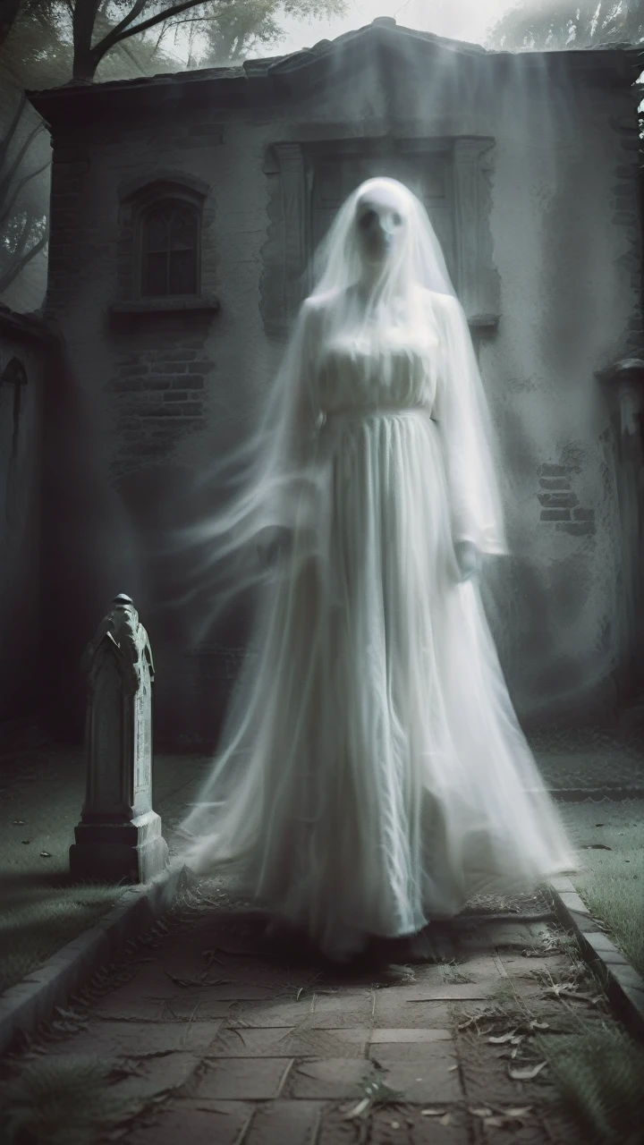 ghost, highly detailed candid photo of ghost walking in a graveyard:1.3, (((transparent))), ((veil)), ((looking at viewer)), portrait:1.5, masterpiece, best quality:1.1, graveyard:1.3, outdoors, god rays:1.3, night:1.3, pitch black:1.2, ultra photoreal, sharp focus:1.1, depth of field:1.1, 50mm, style of Nathan Wirth, Hasselblad X1D II, Porta 160,