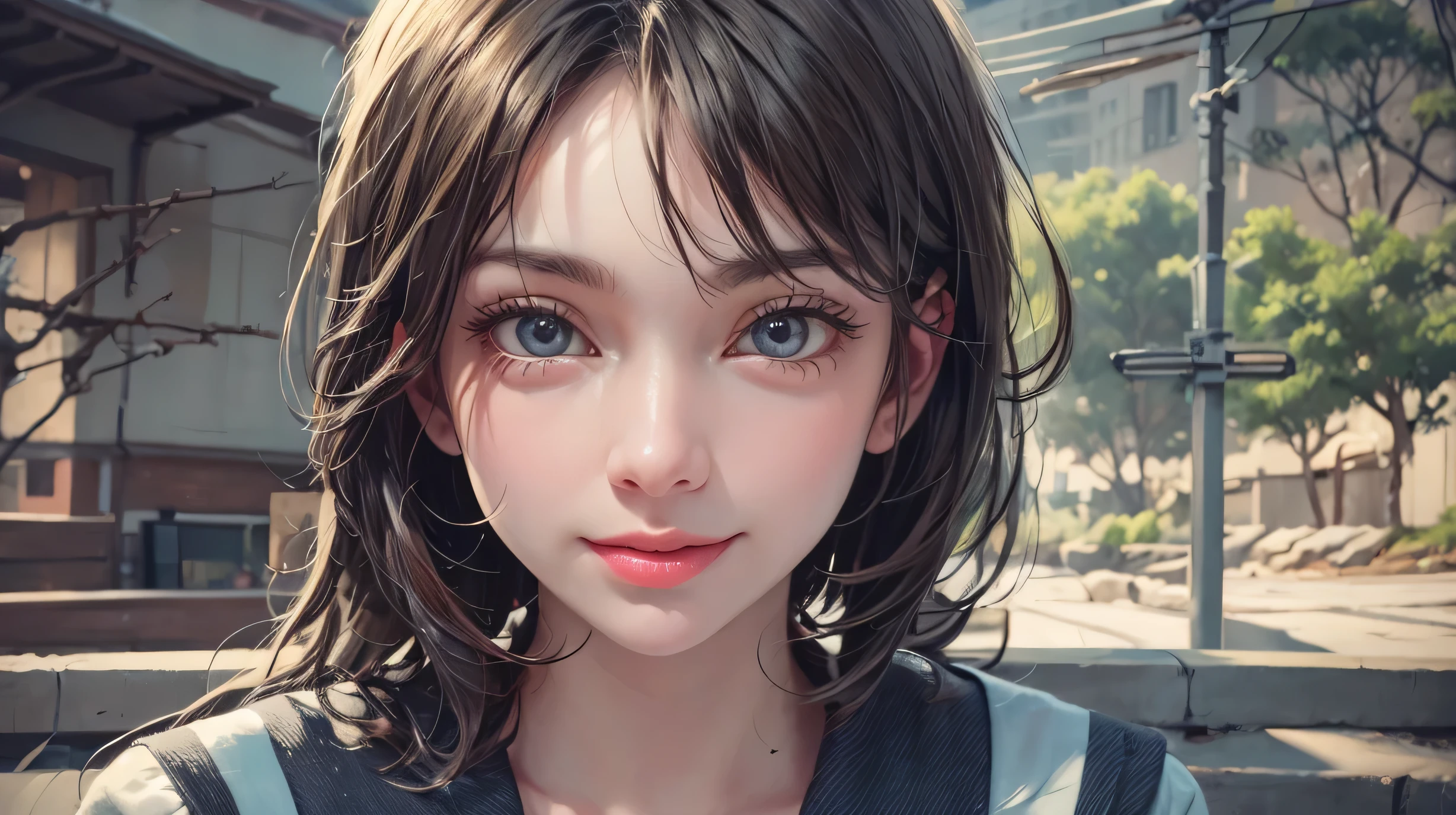 1 girl, very cute, wonderful face and eyes, (nice nice smile), (Highly detailed beautiful face), bright and glossy lips, please keep looking at me, super beautiful, (school uniform:1.3), (highest quality:1.4), (hyper quality), (Super detailed), (surreal, Photoreal:1.37), real skin texture, High definition CG integrated 8K wallpapers, RAW photo, professional photos, cinematic lighting,