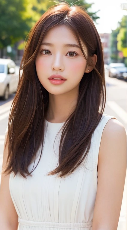 Random pose,1 Japanese girl,(Highly detailed skin),curve,Beautiful breasts, Large Breasts, Pale skin, (Best image quality ,Surreal portrait, (Photorealistic:1.4), (Depth of written boundary), (8k), Ultra-realistic, 最high quality, high quality, High resolution, high quality texture,Attention to detail, Beautiful details, Fine details, Highly detailed CG, Detailed Texture, Realistic facial expressions, masterpiece, before, dynamic, bold), Medium Hair, Messy Hair, Asymmetrical bangs, Long, slicked bangs, Light copper amber hair, Hair on one eye,
