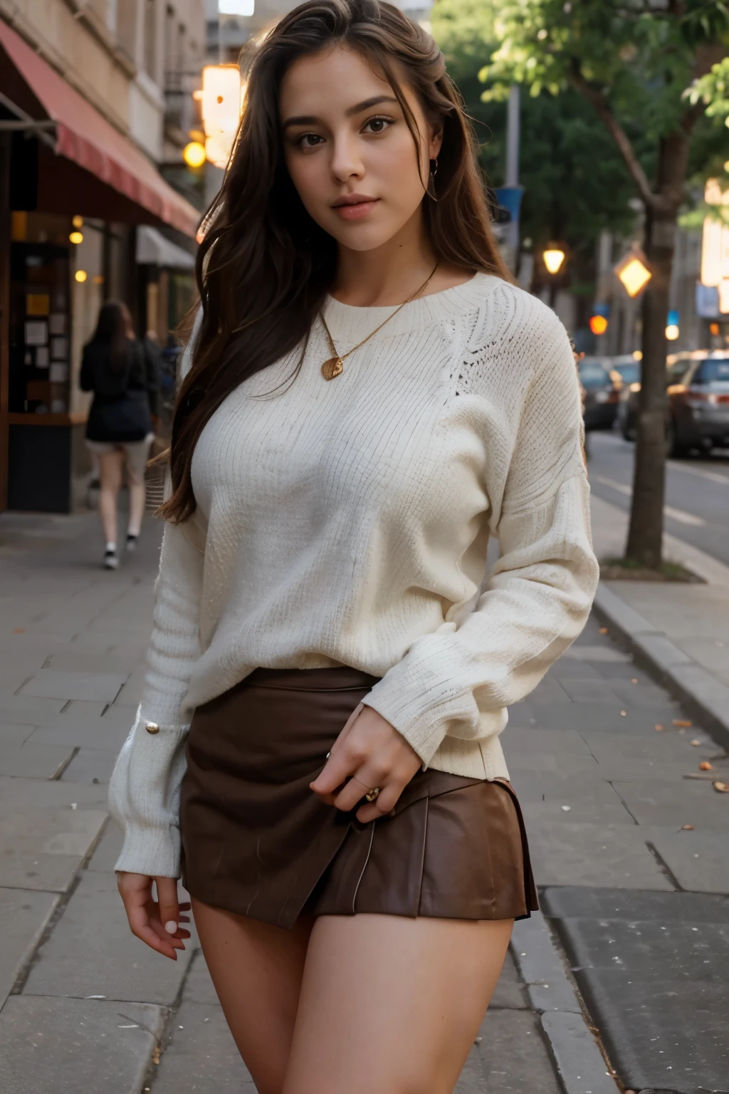 Adorable, smiling solo of a Brazilian woman, luz do dia forte, sol brilhando, inverno, Muito frio, chovendo, in front of the boutique, (textura da mais alta qualidade), frente de loja boutique, exibir vitrines cheias de itens interessantes, qualidade do filme, completamente vestido com moda de couro de alto estilo, antigo manto preto medieval muito longo de pano, corpo coberto pelo manto, large wool sweater, long wool skirt, Luvas pretas, Botas de cano alto tigh, 3 bolsa de ombro, she is in front of a beautiful boutique, luz de velas suave nas janelas, Gorgeous Rembrandt as Lighting, (Remendo de Rembrandt), (detalhes de janela da mais alta qualidade), boutique descolada no fundo, cabelo escuro longo e sedoso, olhos verdes esmeralda, franja de cabelo nos olhos, ela vai fazer amor em breve, Cada detalhe, Beautiful facial features, Masterpiece – Masterpiece ○○ quality – ○○ quality melhor quality (Mais alta qualidade) ,Leica film, melhor, apenas feminino, alta qualidade (alta qualidade) etc ○○ detailed – ○○ ultra detailed details(Ultrafino ), Fotorrealista, extremamente detalhado(extremamente detalhado) , finamente detalhado(refinado), (textura de pele com mais detalhes, realistic peach earlobe) etc ○○ res – ○○ resolution ultra high resolution(A high resolution) , very high texture resolution(light resolution), Realistic – Realistic Fotorrealista – photorealistic beautiful – beautiful 4k , 8k, artistic store front, Close and intimate,
