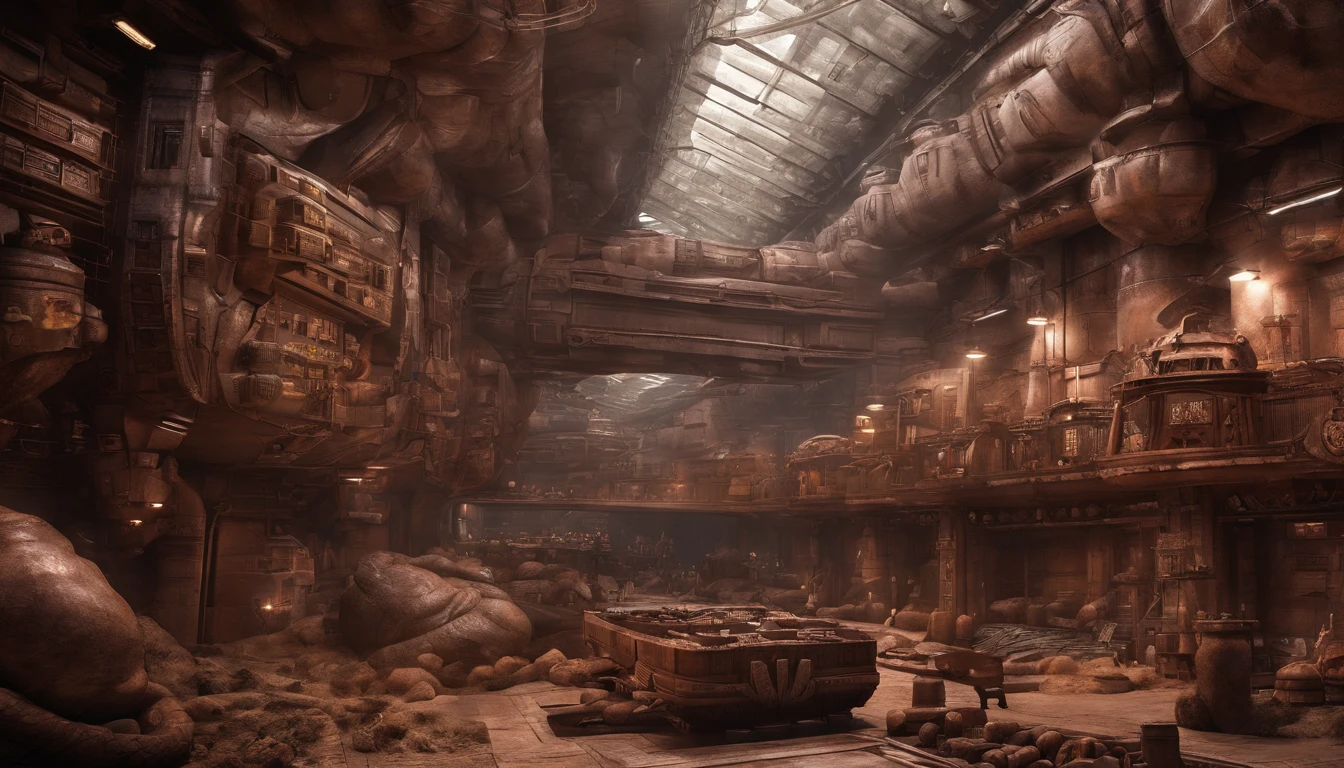 Chocolate Color Grading, Science fiction, Science fiction, Huge,A fantastic underground city made of chocolate