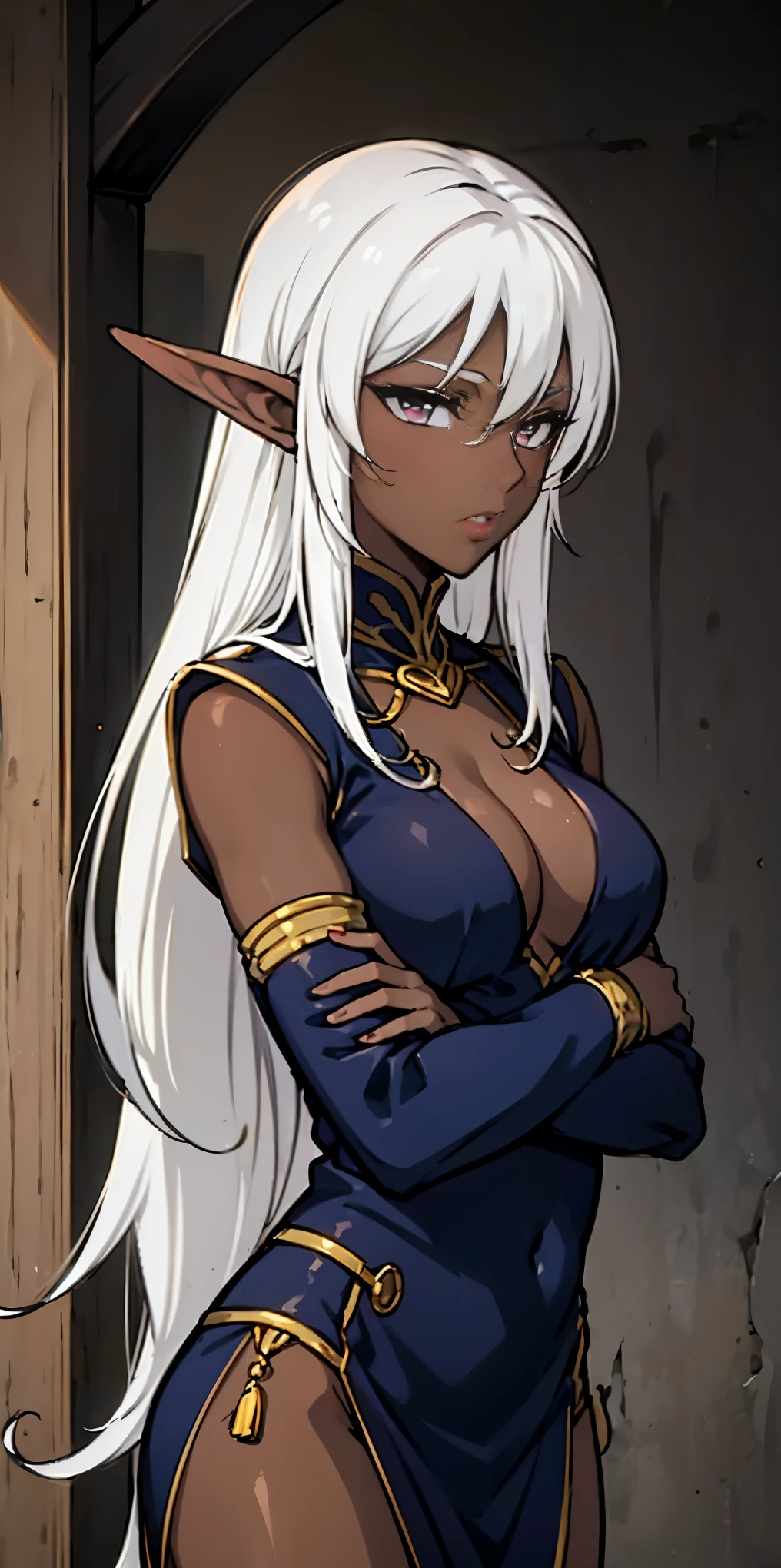 dark elf pirotess black skin white hair