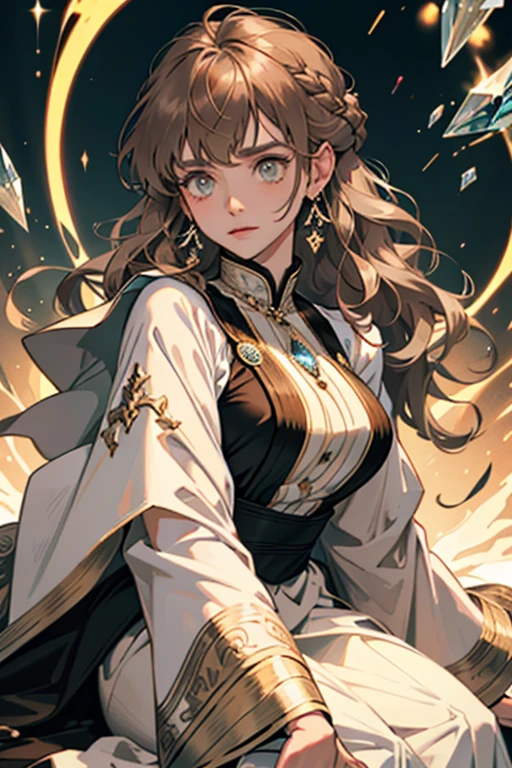 The Old Woman of the Wizard of Light, , Long side-swept bangs wavy light brown hair, Crystal Eyes, Ethnic Earrings, Fashion Out It