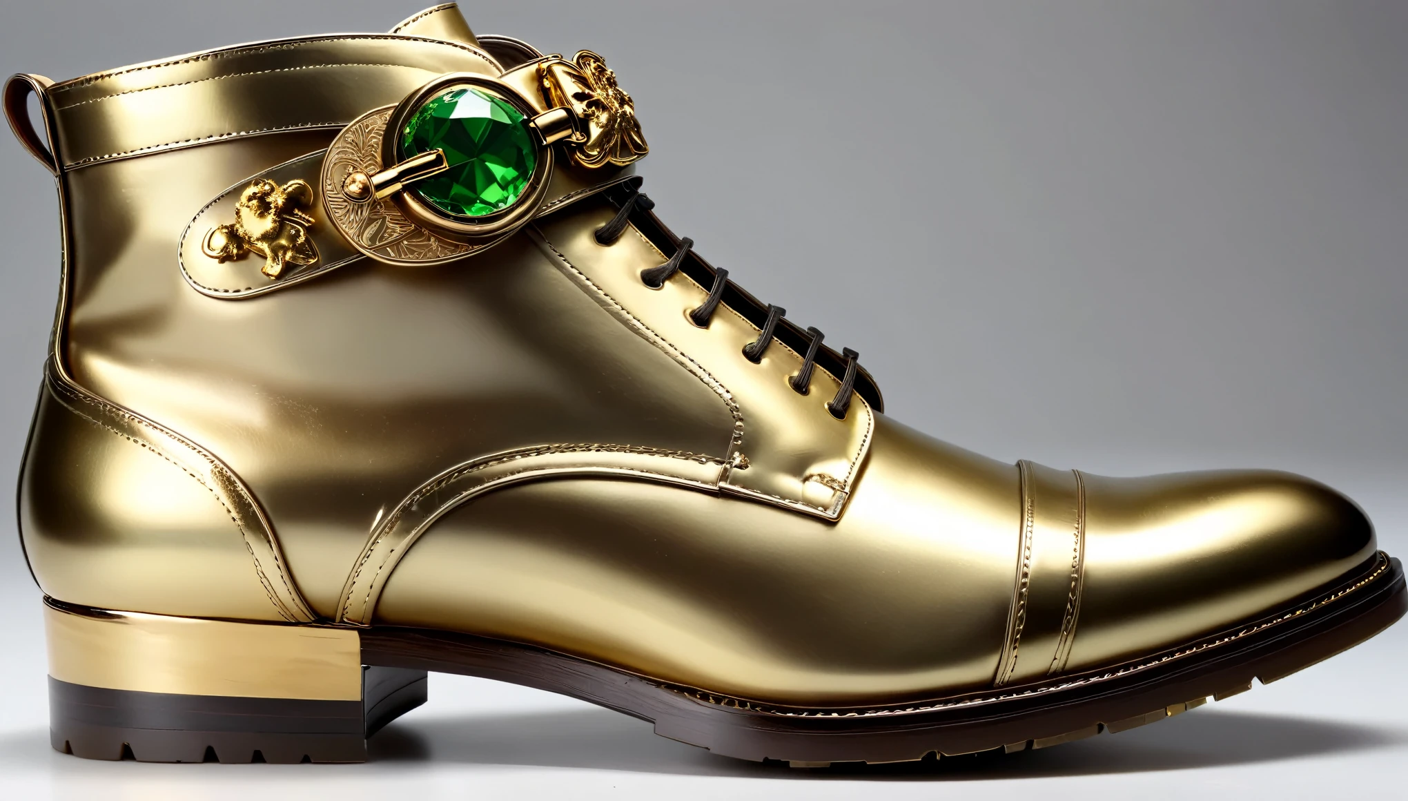 Masterpiece, best quality, 8k, all gold shoe with leprechauns buckle, retro style