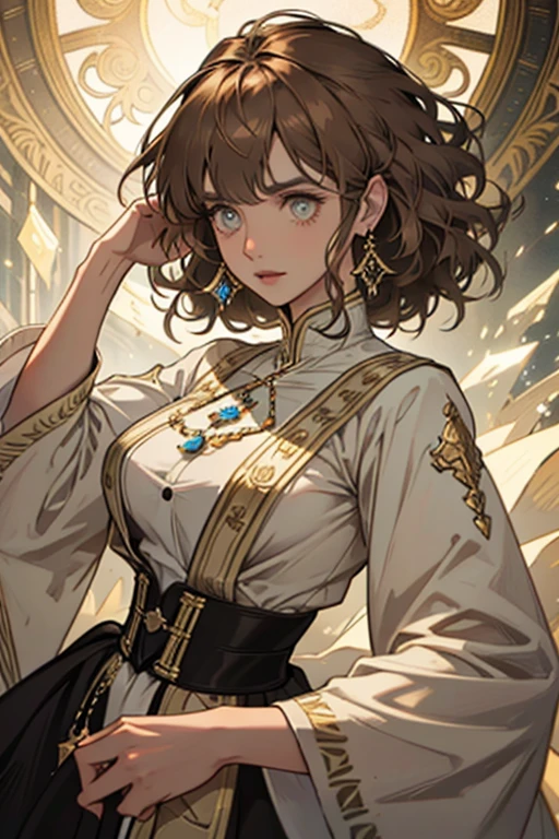 The Old Woman of the Wizard of Light, , Long side-swept bangs wavy light brown hair, Crystal Eyes, Ethnic Earrings, Fashion Out It