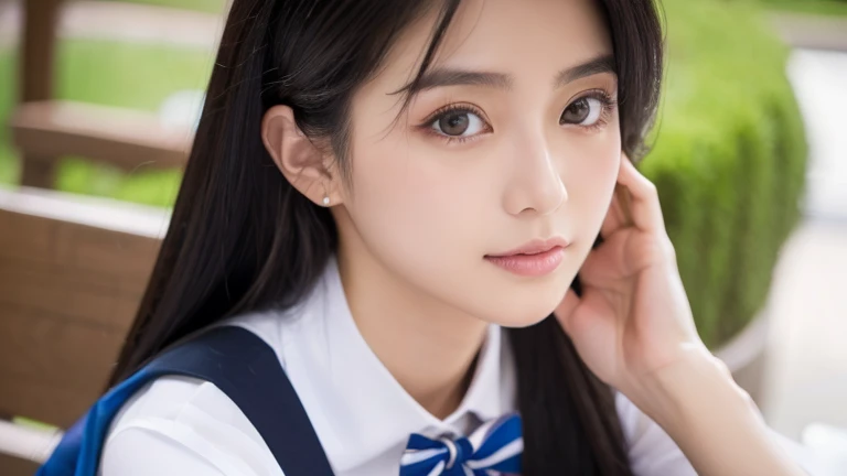 ((highest quality, 8K, masterpiece: 1.3)), 1 girl, The beauty of slim abs: 1.3, (hairstyle casual, big breasts: 1.2), dress: 1.1, super fine face, delicate eyes, double eyelid, Home,nude,tits,highest quality, beautiful japanese woman, student, long hair, black hair, uniform, white shirt, tie, breast enhancement, neat,Harem