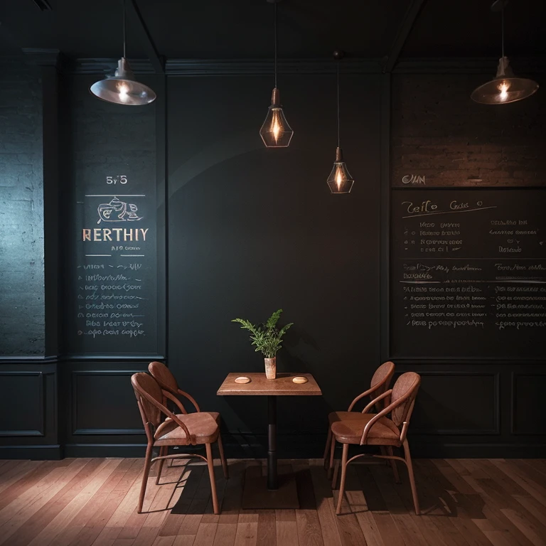 create an interior background for an aesthetic cafe night lighting 