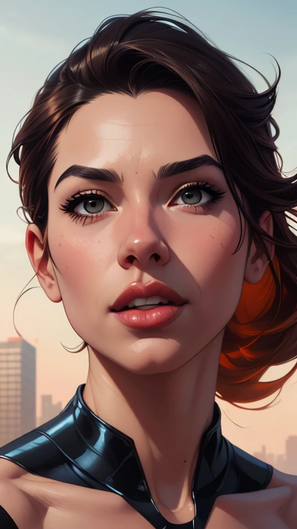 um close up de um desenho animado de uma mulher com uma gargantilha, graphic artist artgerm, estilo artgerm, Artgerm e Warren Louw, artgerm detalhado, in the estilo artgerm, Steven Artgerm Lau, estilo artgerm, Stanley Artgerm Lau, artgerm and ilya kuvshinov style Cartoon style digital illustration 