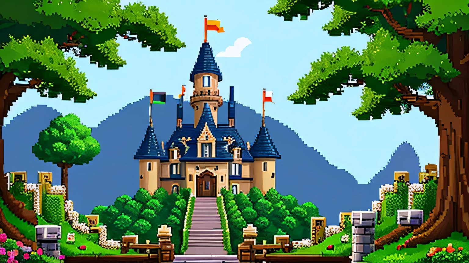 Pixel art　forest　Castle