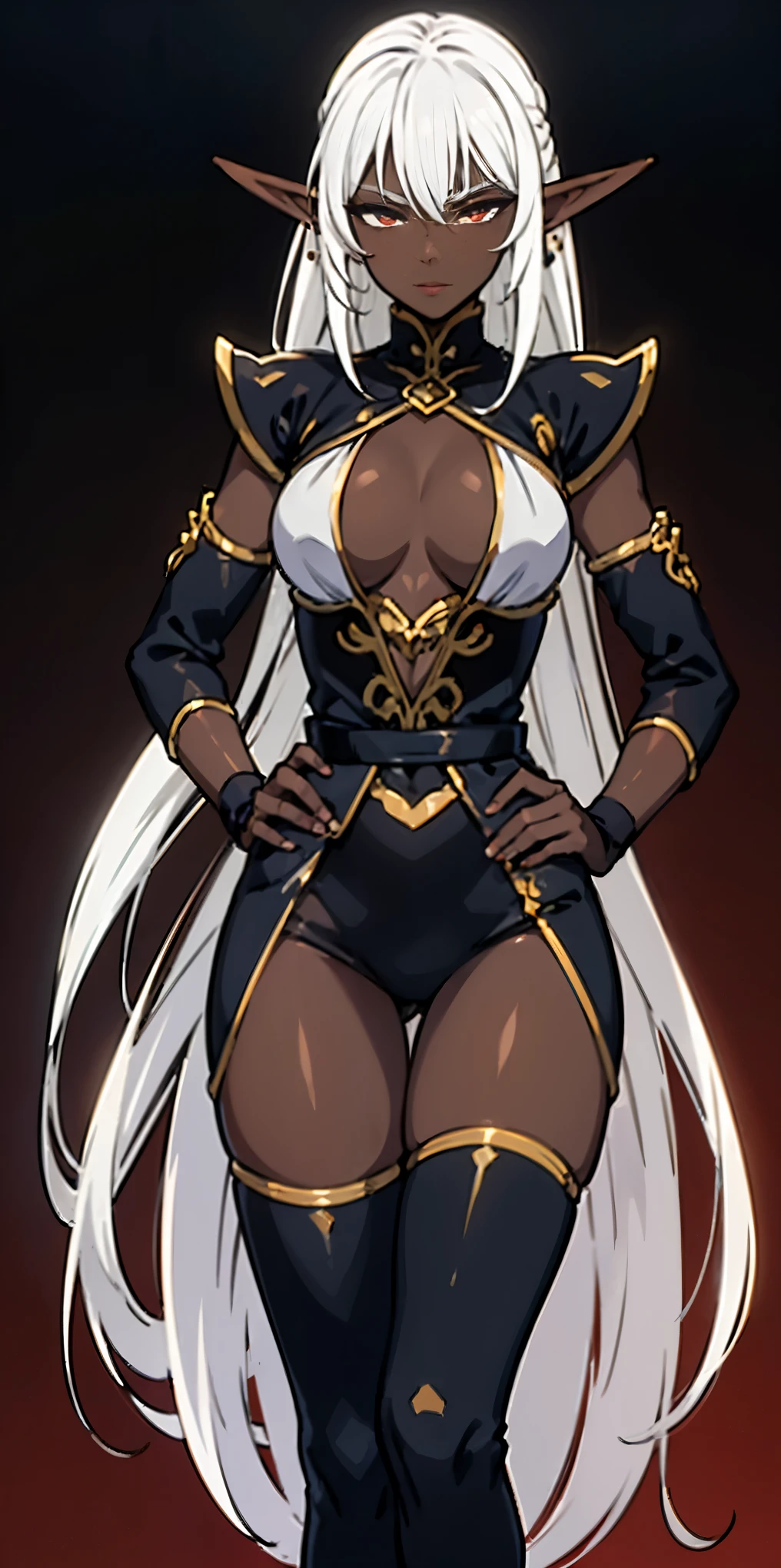 dark elf pirotess black skin white hair
