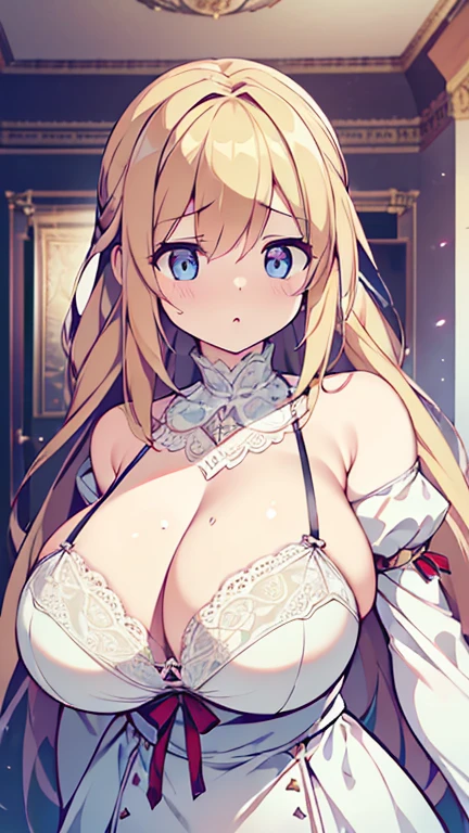 (highest quality, 8K, High resolution, masterpiece:1.2), Super detailed, timid, female ghost, ((very huge breasts:1.2)), floating, corner of the room, Has a frightened look on his face, sorrow, lace bra