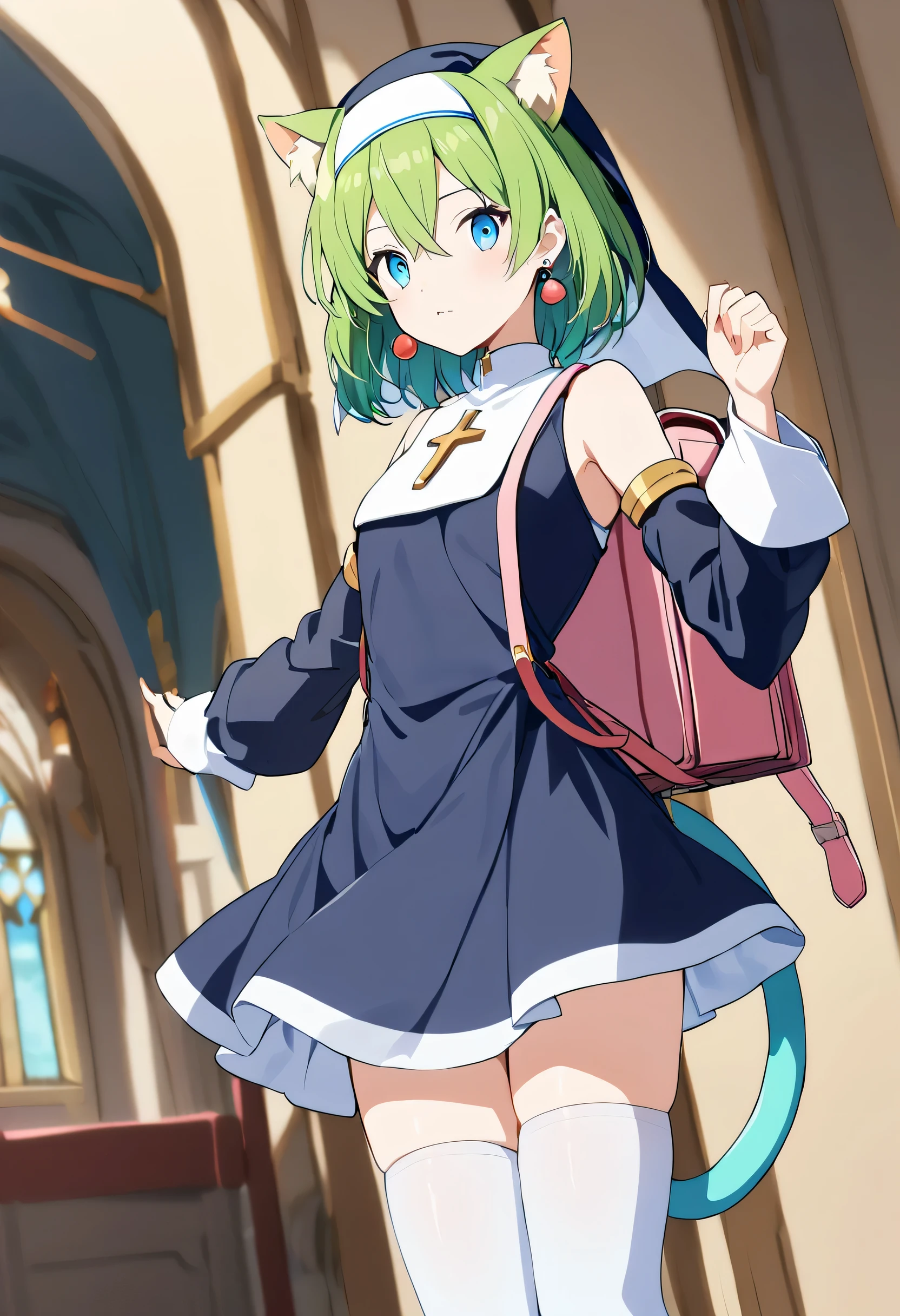 Cute naughty mage girl, Pastel colors hair, small breasts, Thighs, lime green hair, (naked:1.2), high ponytail, medium hair, standard height, (disdain:1.3, jitome, simple dead eyes, droopy eyes, smirk, sleepy), at the adventurer's guild, A bulletin board with posted paper