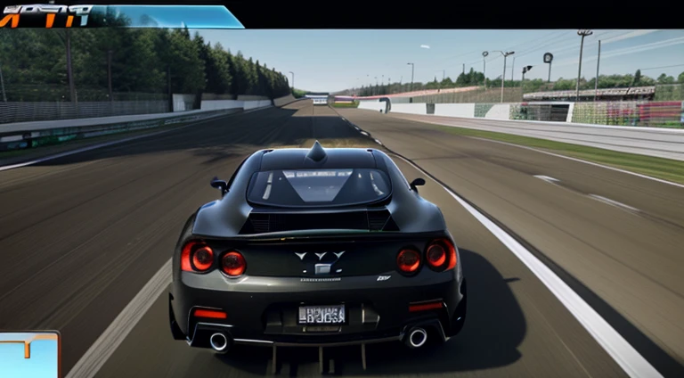 Playing High graphics super Car game in computer screen shot from car back view with NASCAR racing in gaming view while car drifting 