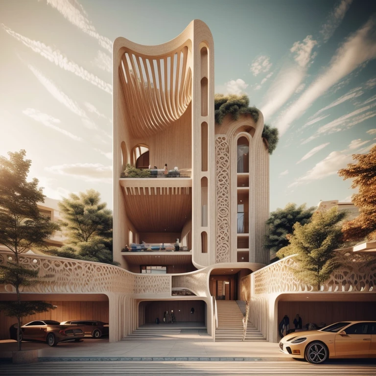 Exterior of the building'exposition au sommet de la colline, chef-d'artwork, (Realistic:1.2)