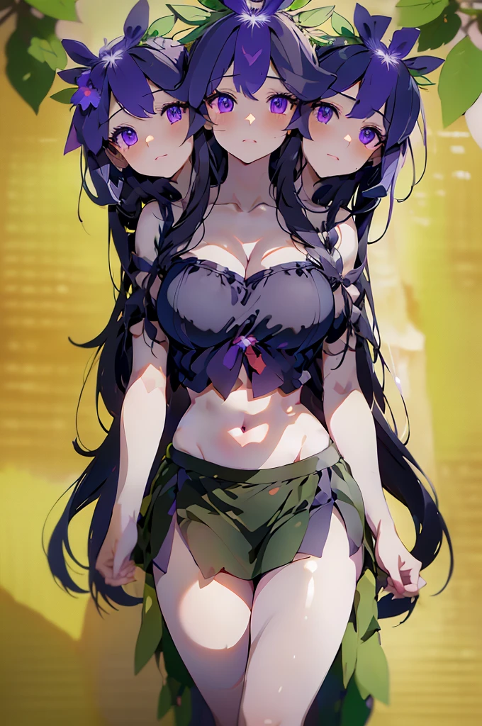 (masterpiece, best quality), best quality, best resolution, (ultra-detailed), (3heads:1.5), 1girl, (hisami yomotsu:1.3), masterpiece, best quality, ultra quality, ultra resolution, ultra detail, purple top, crop top, ((stomach)), midriff, ((groin)), purple skirt, normal ears, shackles, jet-black hair, very long hair, wavy hair, sidelocks, purple eyes, very detailed eyes, parted lips, open belly, sweat, cute, toned belly, hand on own chest, eyelashes, (25 year old woman:1.3), (masterpiece:1.5), (best quality:1.5), (beautiful detailed), extremely detailed CG, extremely delicate and beautiful, depth of field, (finely detailed face), (perfect details:1.2), (mature female:1.3), wide pelvis, slender, large veiny breast, 16k resolution, highres very high quality, very high definition, extremely detailed, masterpiece, jet-black hair, long hair, alluring presence, braid, short skirt, close up, big tits, young, NSFW,