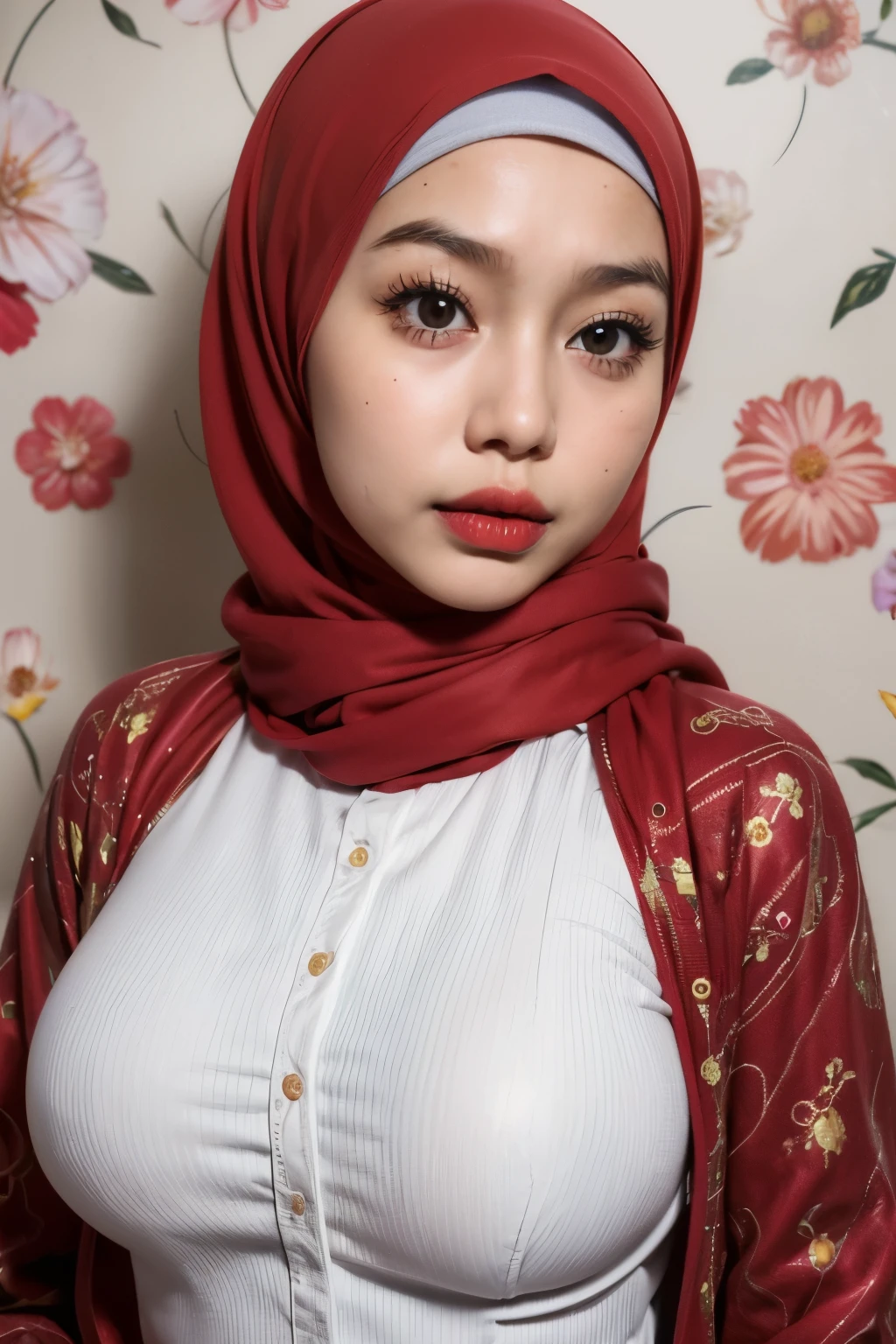  SUSPENDER,  (((HIJAB MALAY GIRL))), masutepiece, High quality, UHD 32K, Realistic face, Realistic skin feeling , A Japanese Lady, 8 years old, , Very cute and baby-like face, (((FLAT CHEST))), (MATRIX WORLD), ((look In front  at the camera and SADNESS)), (((CUTE GIRL))), ((RED LIPS)), ((CHUBBY)), (undress, BROWN, flower patterned, (Heavy Breasts), (Heavy Boobs), (Heavy Tits), (Heavy Nipple)