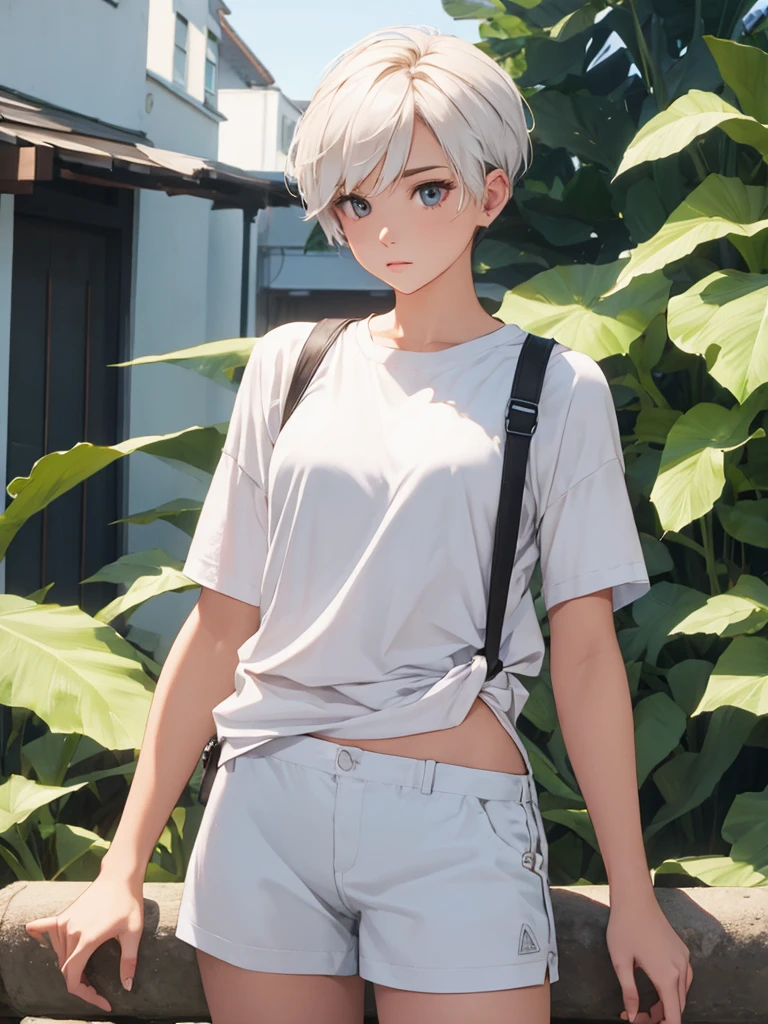 female，sling short back，white，ad，Art