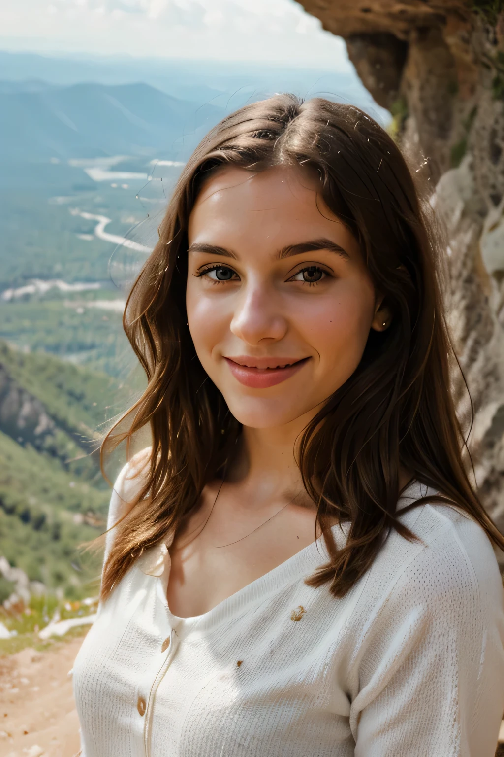 Happy, Portrait of a young woman on a mountain, Sommer, 4k, HD,