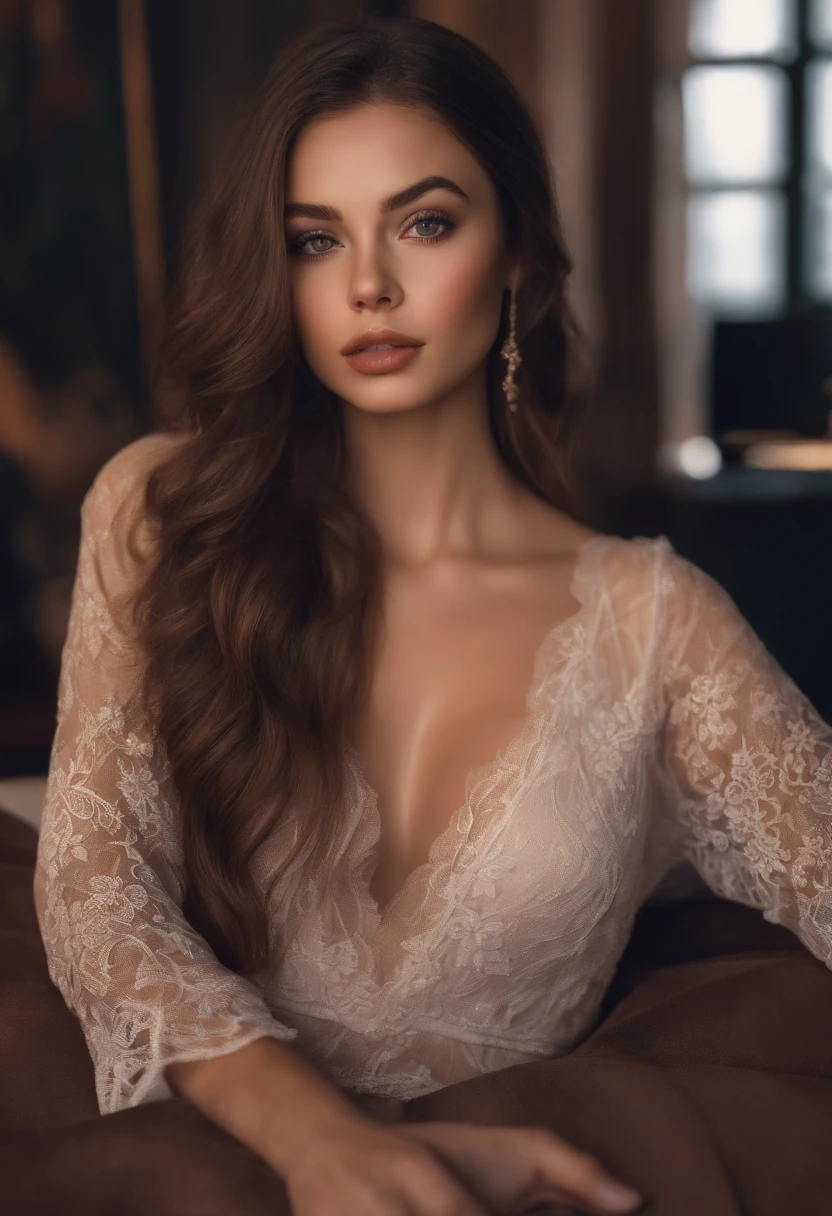 arafed woman fully , sexy girl with brown eyes, ultra realistic, meticulously detailed, portrait sophie mudd, brown hair and large eyes, selfie of a young woman, bedroom eyes, violet myers, without makeup, natural makeup, looking directly at the camera, face with artgram, subtle makeup, stunning full body, dancing in the club, medium to large size bust