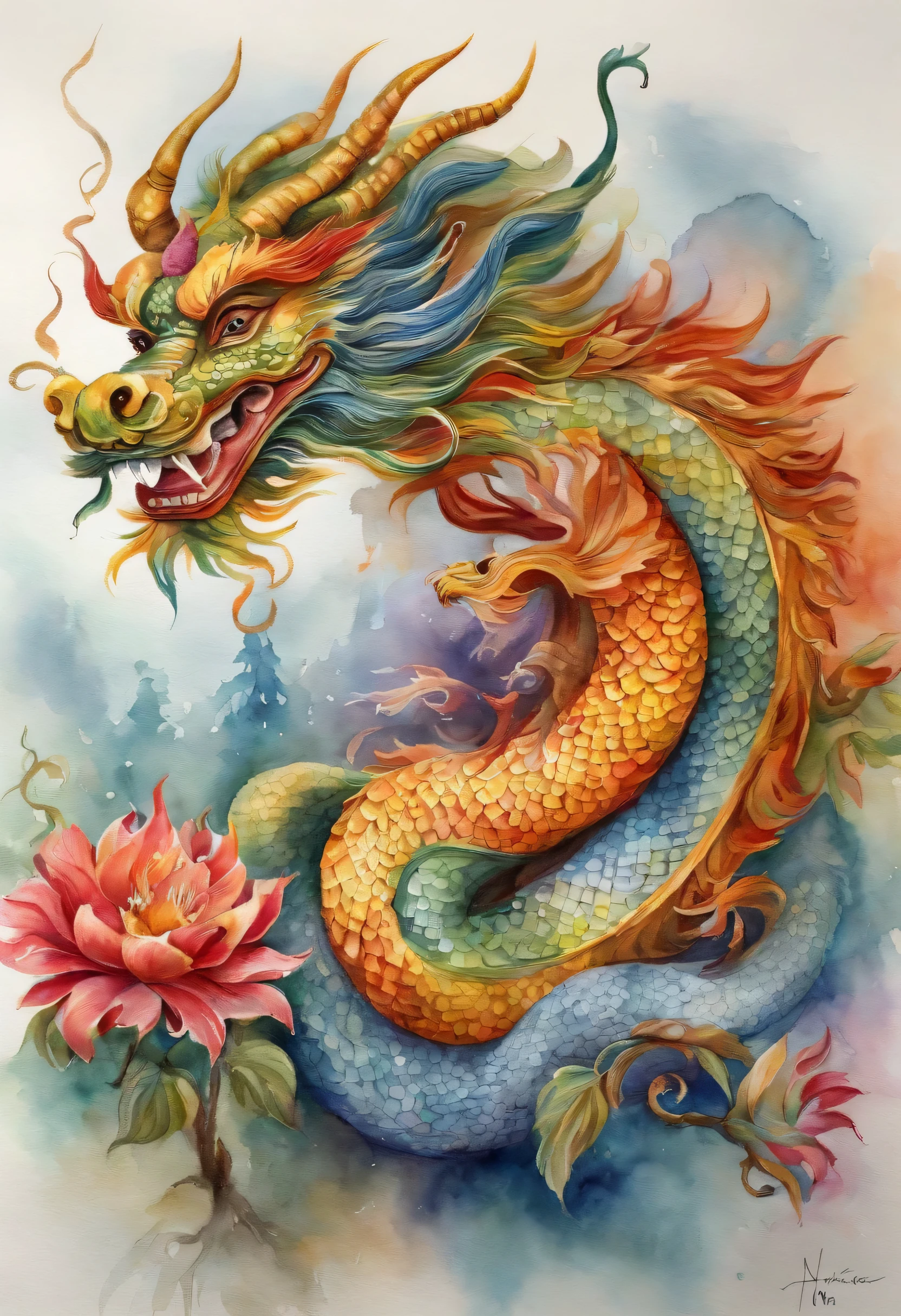 master part, best quality, Making friends with the Chinese dragon, fun, Feliz, brilhante, Loong,