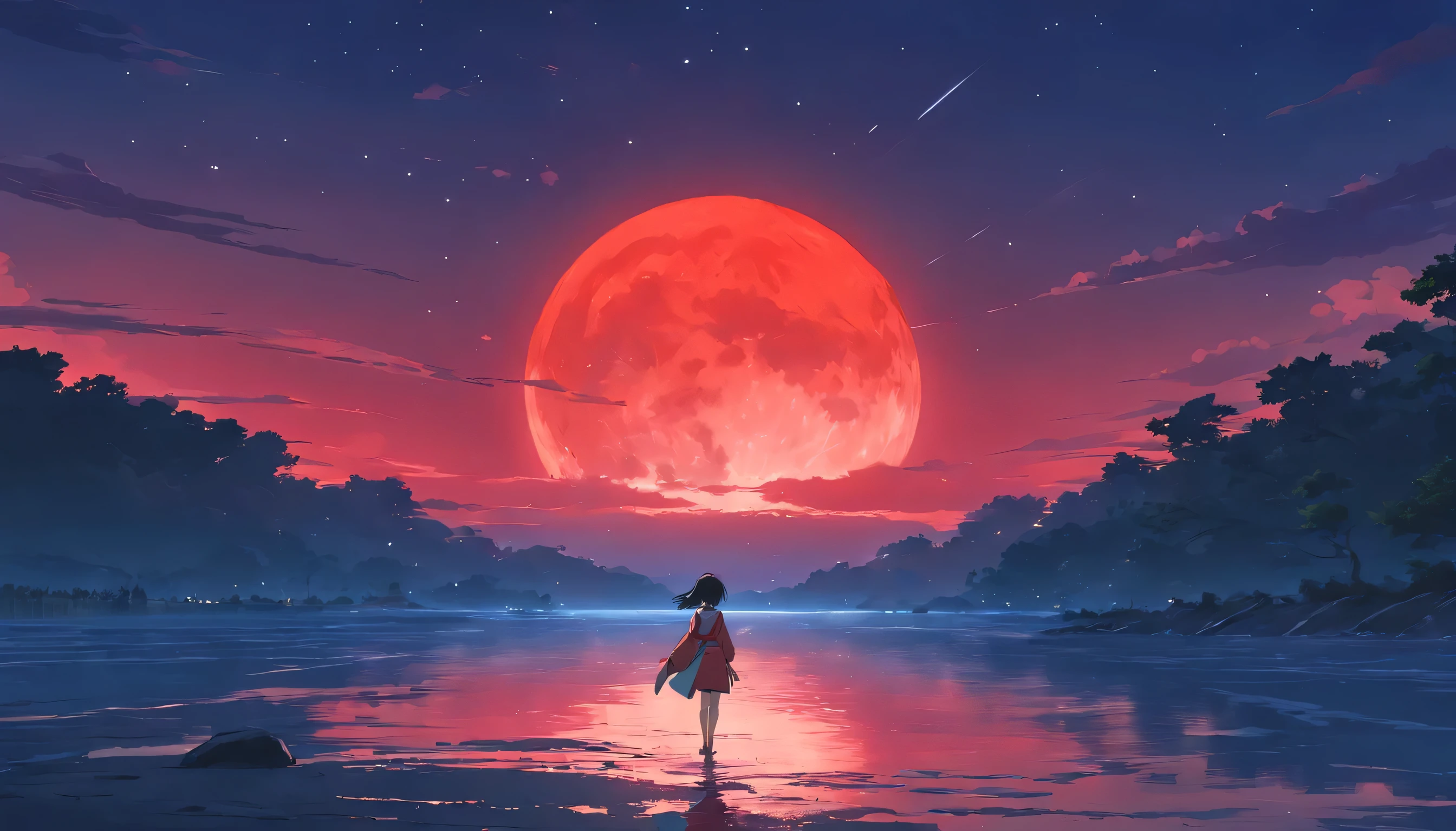 red moon bloody river dark sky one legand
