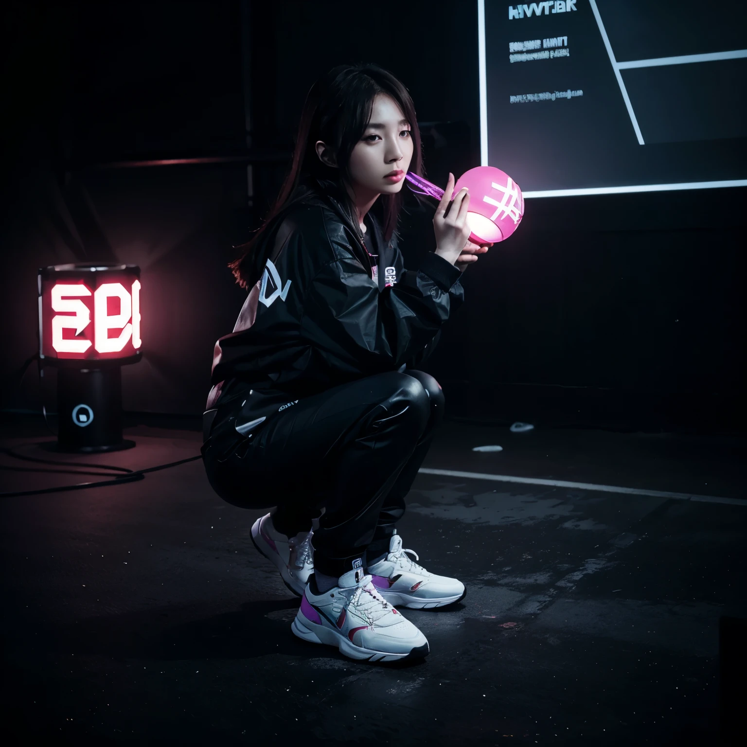 Make a dark kpop lightstick color with HVnTER logo