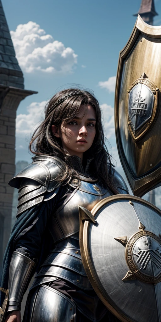 A female knight with Shield known as the Queen's Shield