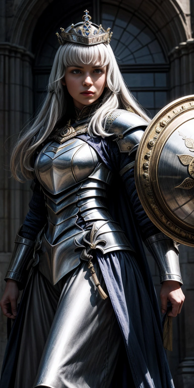 A female knight with Shield known as the Queen's Shield