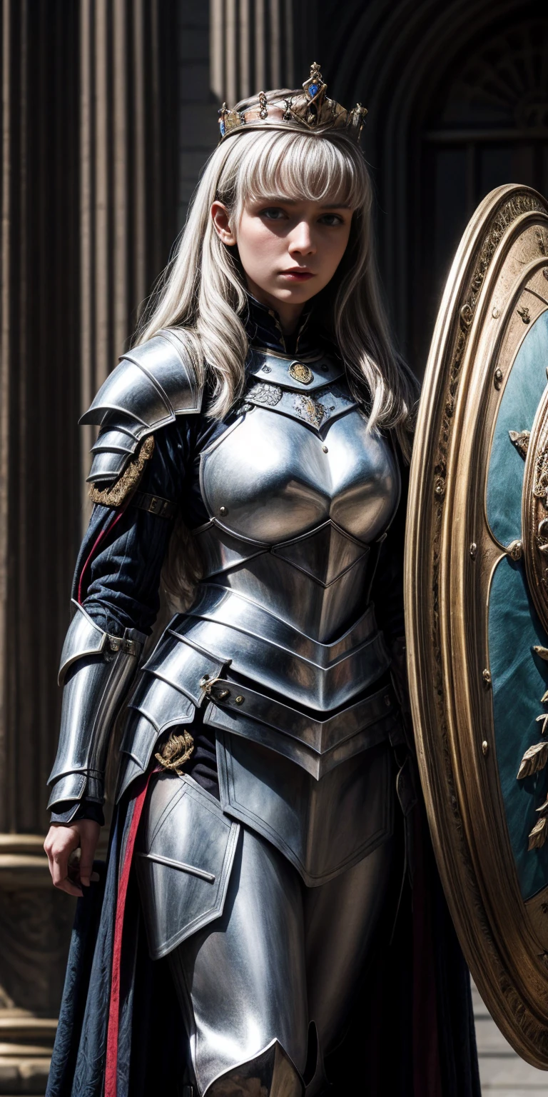 A female knight with Shield known as the Queen's Shield