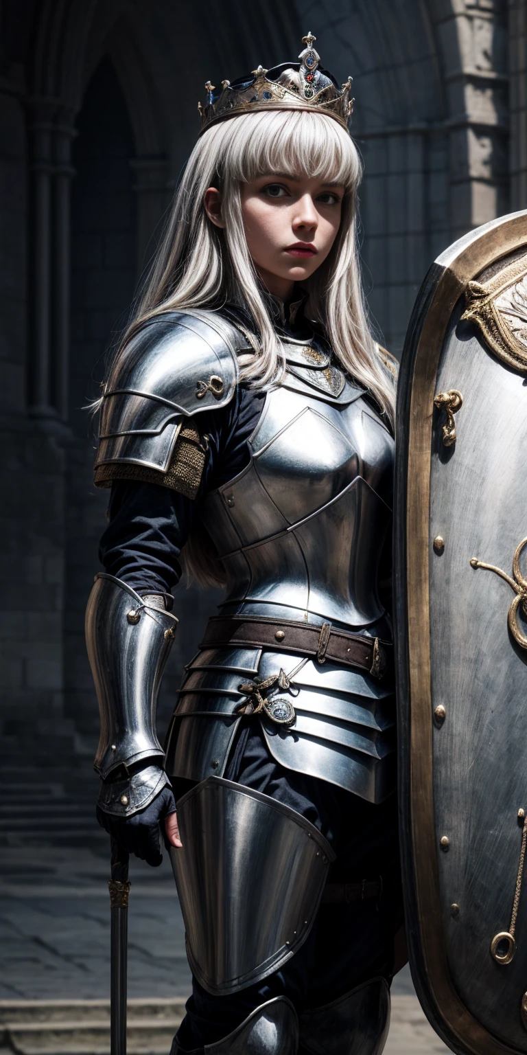 A female knight with Shield known as the Queen's Shield
