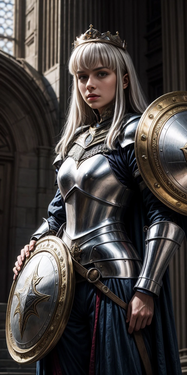 A female knight with Shield known as the Queen's Shield