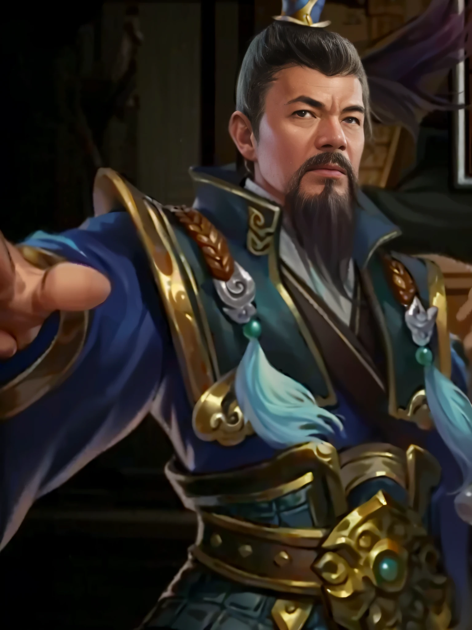 One with a beard、Close-up of a man in a blue robe, Inspired by Huang Shen, Inspired by Huang Ding, Inspired by Cao Zhibai, olchas logan cure liang xing, Inspired by Li Kan, inspired by Li Gonglin, inspired by Wu Daozi, Inspired by Zhao Zuo, Inspired by Wu Bin
