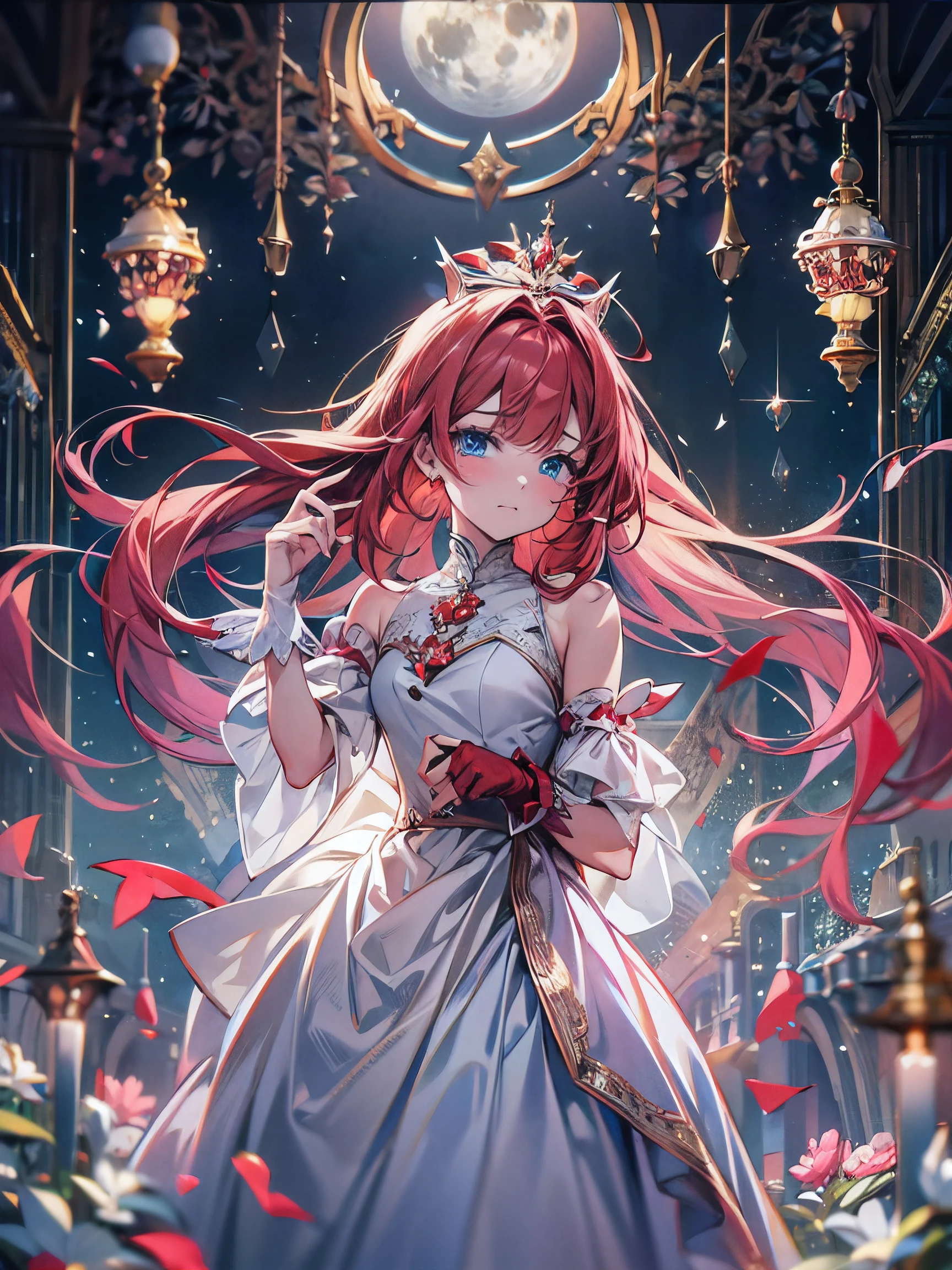 A princess wearing a garnet-colored dress inspired by the gemstone garnet. Garnet on background Sparkling gorgeous