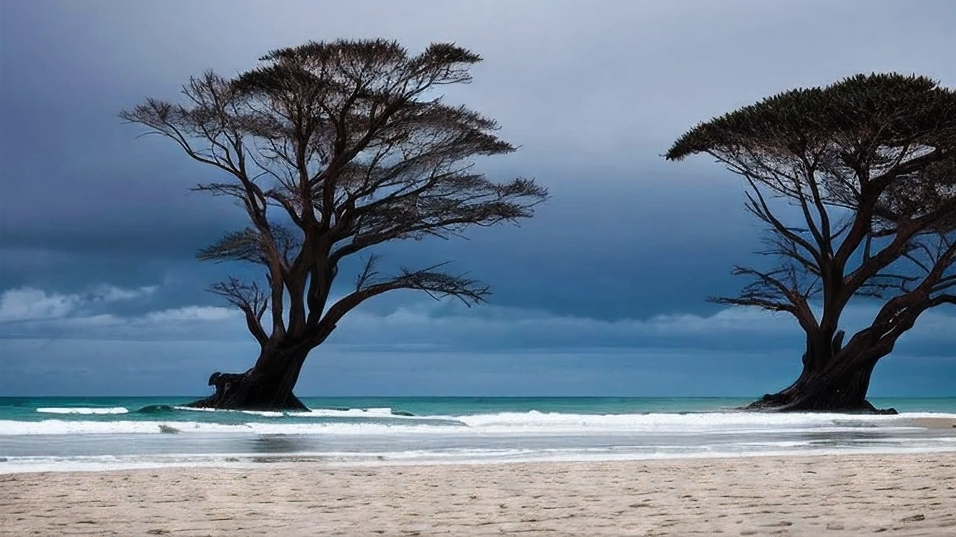 trees that have been washed up on the beach by the ocean, unfinished roots of white sand, incredibly beautiful, by Richard Gruelle, beach trees in the background, breath taking, breath taking beautiful, driftwood, enigmatic natural beauty, beautiful and ominous, gnarly trees, stunning photograph, old trees, surreal!!!, beautiful! coherent!, unbelievably beautiful, stunning sight