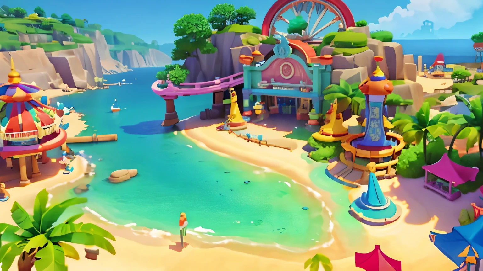 amusement park,seaside,colorful