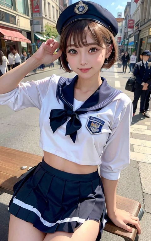 beautiful girl, brown hair, up hair, (((pubic hairが見えてる))), (((very kind smile))), looking at the viewer, (((lift the skirt, lift the skirt with both hands, lift the skirt yourself))), ((sailor suit)), ((maid)), ((top quality, 16K, table top: 1.3)), 1 girl, light shines on your face, highly detailed face, highly detailed lips, fine eyes, realistic student, city street、sailor suitをまくり上げて、Large Panorama、hidden areas exposed、NSFW. vagina , more women than men,from behind、face to face, cumin , Sweat, stupid,(Vulgarity), cum shot、Huge 、rub your chest、pubic hair、push down、Go in and out vigorously、Straddle upright、 pixie cut、Policewoman opens her legs in a shopping street、A woman spreading her legs in a shopping street、Policewoman spreads her legs、Policewoman masturbates、insert into hidden part、There is a woman in a police uniform.、large crowd、cum shot、A large amount of sperm is hidden、inserting a foreign object into a hidden area