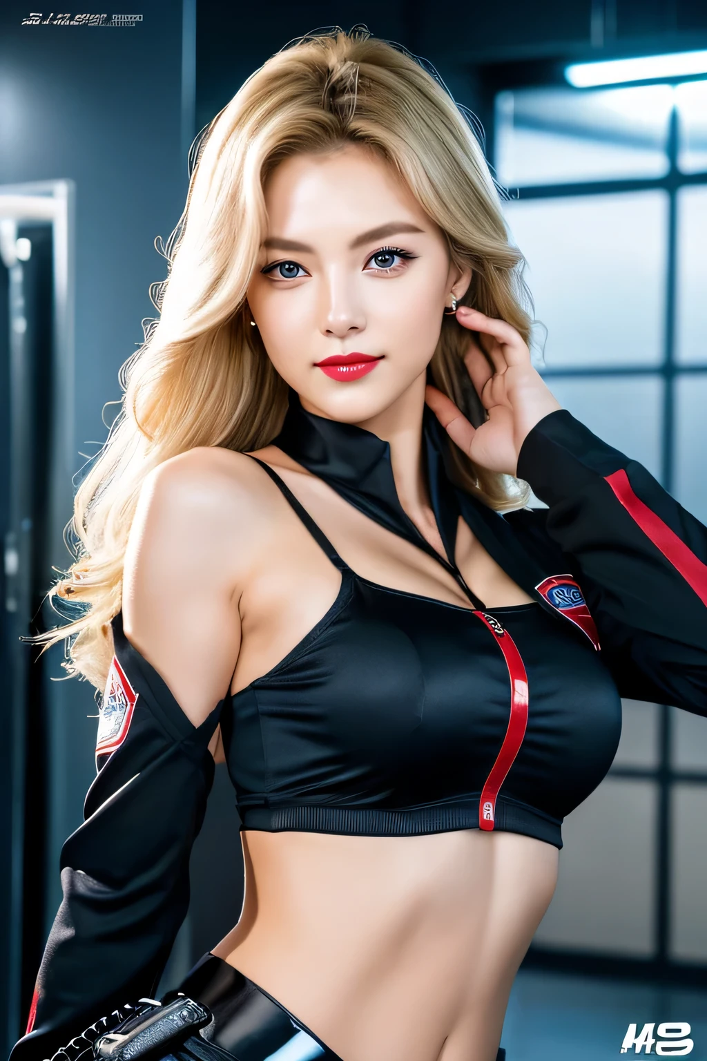 An unparalleled masterpiece, Ultra-realistic 8k CG, perfect artwork, ((perfect woman image)), mature woman, thin waist, charm, clean, beautiful face, {very delicate and beautiful girl} , 8k wallpaper, {masterpiece}, 1 girl, blonde hair, blue eyes, Sexy female police officer in a tight yellow uniform, American Drama「Charlie's Angels」、long hair, red lips,double eyelid、I'wearing mascara、 simple background, alone, (shiny skin),Holding a Beretta M92F handgun、full body shot、I practice shooting at the police station'Rifle Shooting Range、A beautiful model smiles even after work、