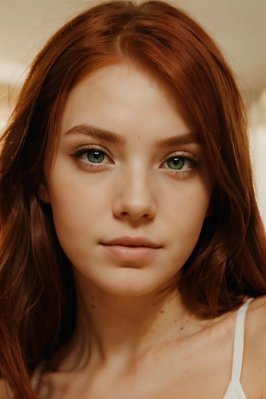 pretty girl close up photography with red hair green eyes