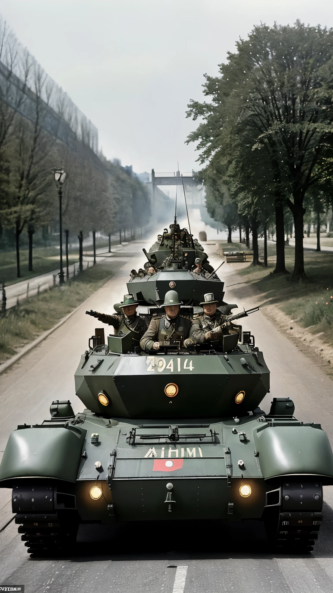 German army mobilized for war in support of Austria-Hungary in 1914, all with admonition, guns and amour tank