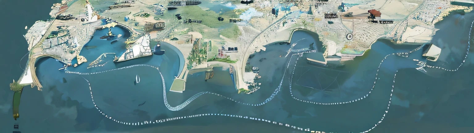 Nautical maps,Aerial View,top view,anime style