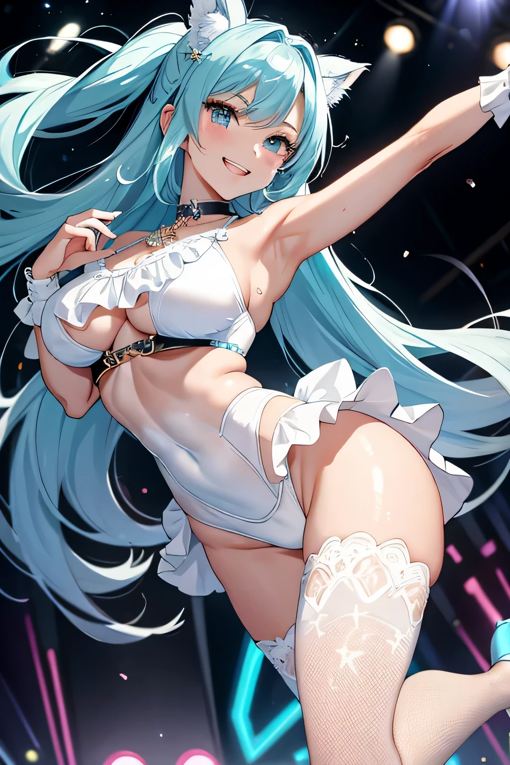 ((highest quality:1.4))、((High resolution))、(detailed background)、((detailed beautiful face:1.4))、(anatomically correct)、(detailed facial expressions)、beautiful and smooth skin、beautiful age girl、two beautiful girls、(huge breasts:1.3)、flashy hair color、braided long、realistic、perfect body line、attractive ass、Uplifting、
(ポールダンスをするtwo beautiful girls:1.5)、Pole dancing is a sport that combines dance and fitness.、
It features sexy costumes and high heels, graceful pole work and erotic moves.、
A low-angle close-up highlighting her panties、Super close-up shot from directly below、Sexy sheer high leg、
show your armpits、Clothes get wet and become transparent、clothes are transparent、underboob、
The leotard is a common piece of clothing.、
When choosing a leotard, choose a high-cut or neckline design to make you look sexy and flattering.、Leotards made of sheer material such as see-through or lace、
It is common to wear high heels、When choosing sexy heels, choose designs with spike heels or strap designs.、I may wear leg warmers、
Designs that combine sexiness and cuteness, and designs with frills and lace、
Body Chain、Arm band、head band、Sexy and glamorous accessories such as chokers、A big smile、cute、(underboob:1.3)、cameltoe